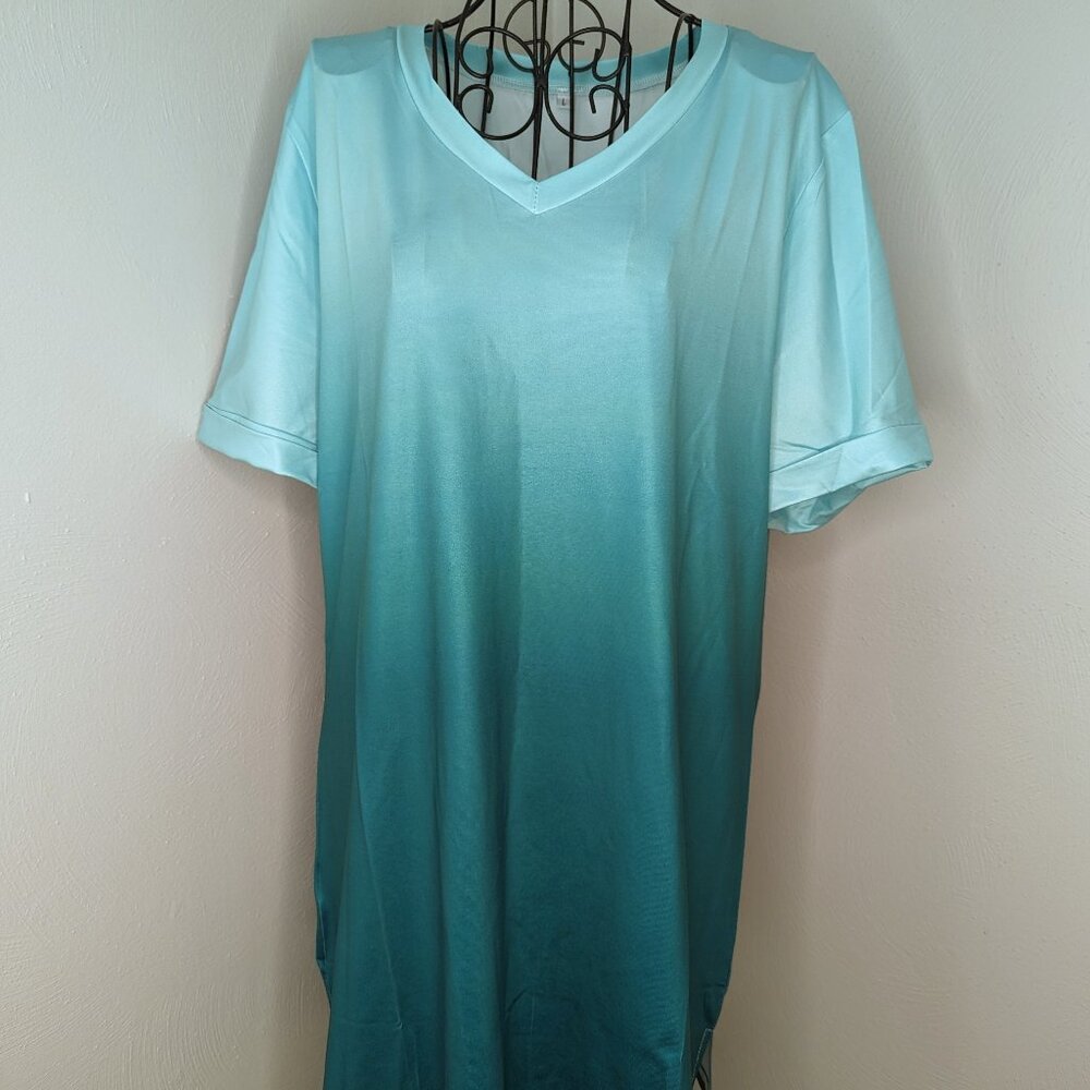 Teal Ombre T-shirt Women's Size Large